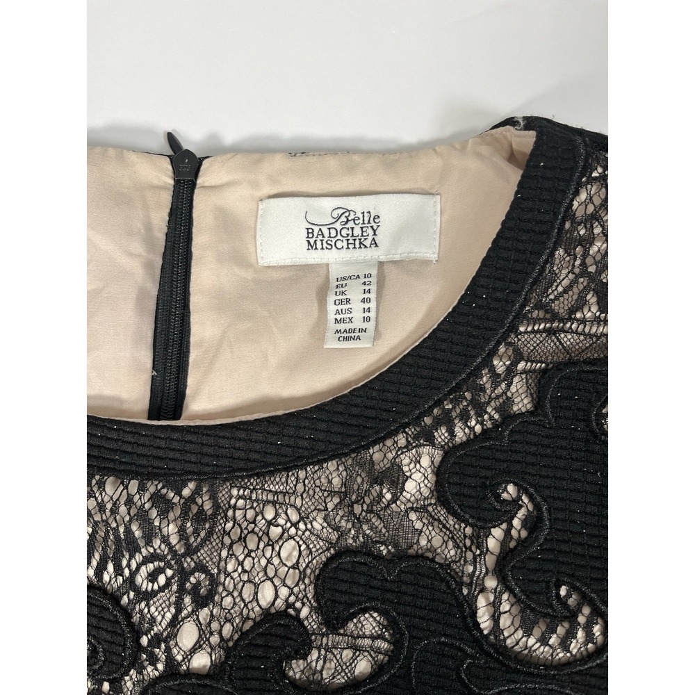 Belle Badgley Mishka Black Dress Size 10 Skater Fit‎ & Flare Lace Front - Picture 7 of 10